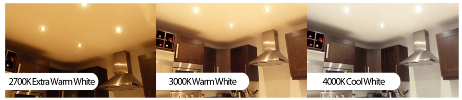 led downlight difference colour temperature in kitchen
