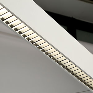suspended linear light with louver